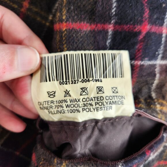 Barbour Newmarket Waxed Jacket Brown Snap Zip Tartan Lined Size 12 UK Women - Picture 11 of 16